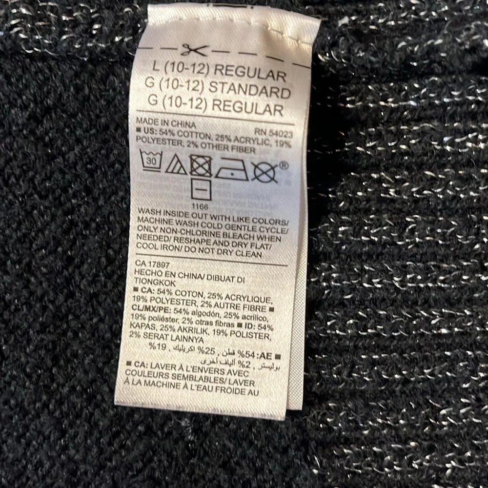 Old Navy Girls black & silver open sweater size large 10/12